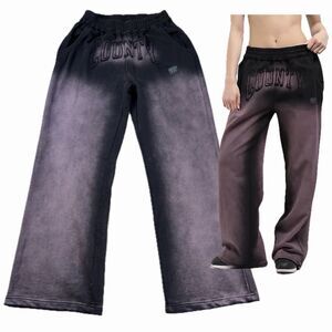 FB County Bleach Dye Black & Pink Sweatpants LARGE Women Streetwear Y2K Grunge